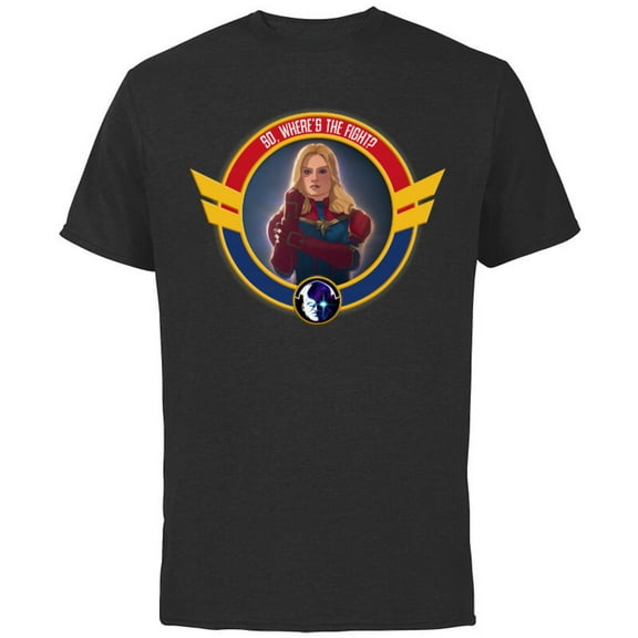 Marvel WHAT IF…? Captain Marvel So, Where’s The Fight Standard - Short Sleeve Cotton T-Shirt for Adults - Customized-Black
