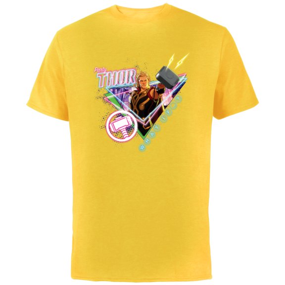 Marvel WHAT IF…? Party Thor Neon Bash Standard - Short Sleeve Cotton T-Shirt for Adults - Customized-Yellow