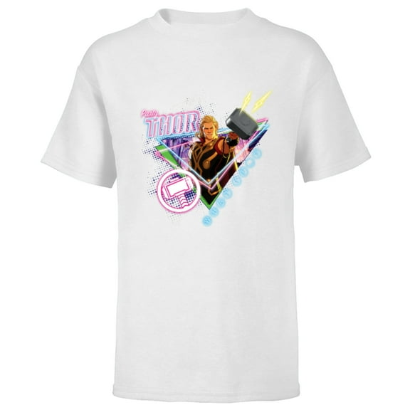 Marvel WHAT IF…? Party Thor Neon Bash Standard - Short Sleeve T-Shirt for Kids – Customized-White