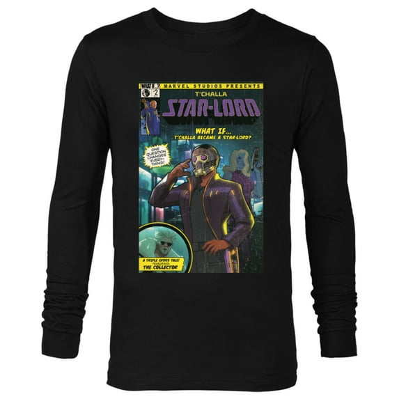 Marvel WHAT IF…? T’Challa became A Star-Lord Comic Cover Standard - Long Sleeve T-Shirt for Men – Customized-Black