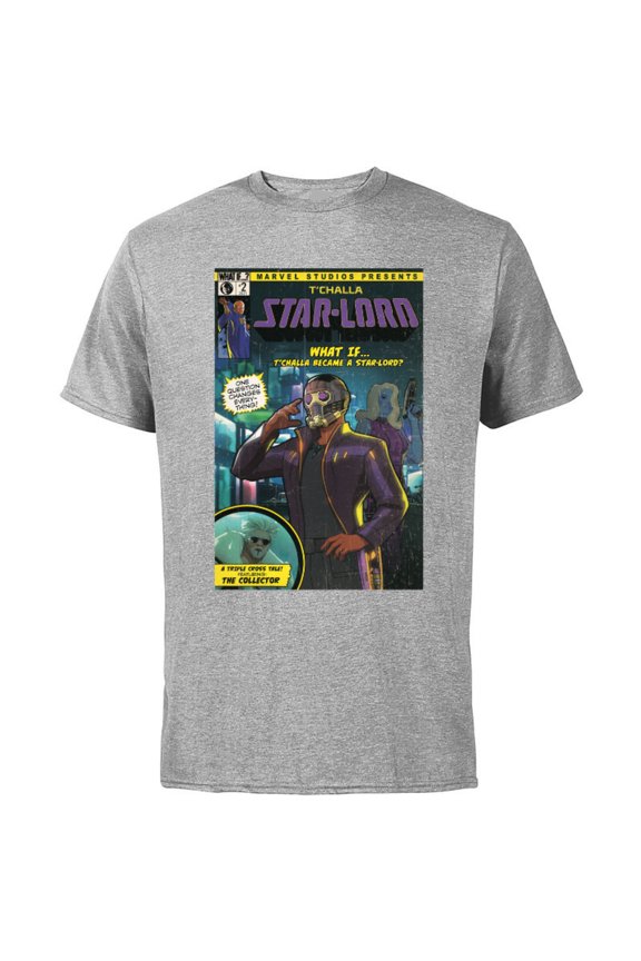 WHAT IF…? T’Challa became A Star-Lord Comic Cover Standard - Short Sleeve Cotton T-Shirt for Adults - Customized-Athletic Heather
