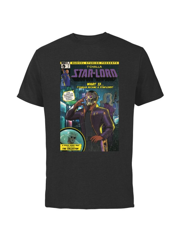 WHAT IF…? T’Challa became A Star-Lord Comic Cover Standard - Short Sleeve Cotton T-Shirt for Adults - Customized-Black