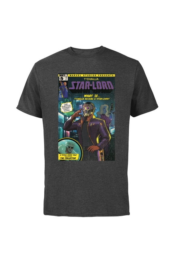 WHAT IF…? T’Challa became A Star-Lord Comic Cover Standard - Short Sleeve Cotton T-Shirt for Adults - Customized-Charcoal