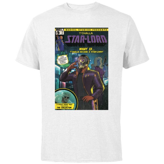 Marvel WHAT IF…? T’Challa became A Star-Lord Comic Cover Standard - Short Sleeve Cotton T-Shirt for Adults - Customized-White