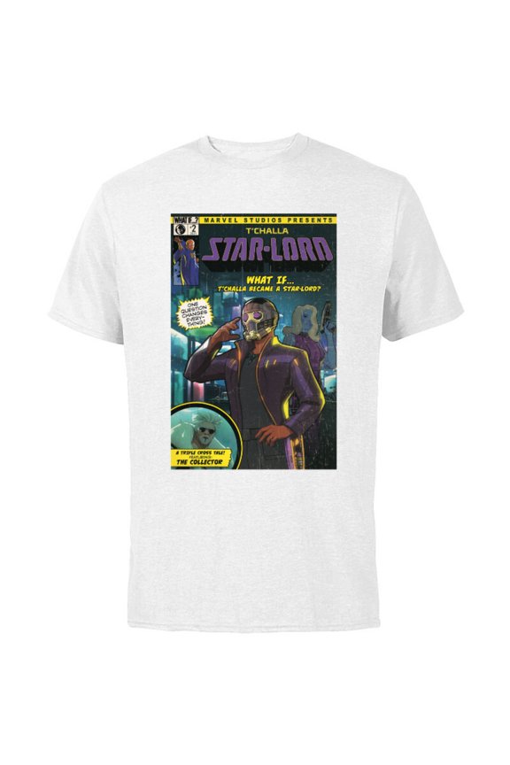 WHAT IF…? T’Challa became A Star-Lord Comic Cover Standard - Short Sleeve Cotton T-Shirt for Adults - Customized-White