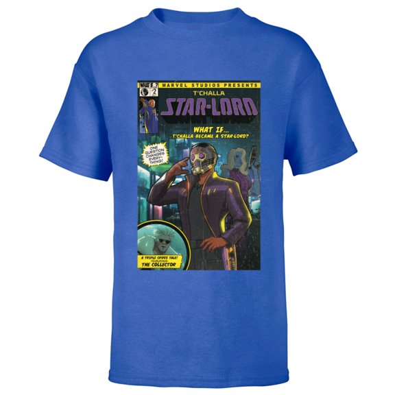 Marvel WHAT IF…? T’Challa became A Star-Lord Comic Cover Standard - Short Sleeve T-Shirt for Kids – Customized-Royal