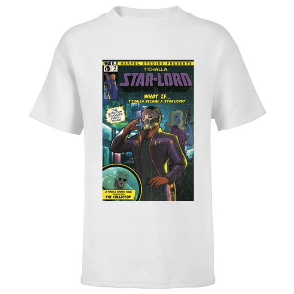 Marvel WHAT IF…? T’Challa became A Star-Lord Comic Cover Standard - Short Sleeve T-Shirt for Kids – Customized-White