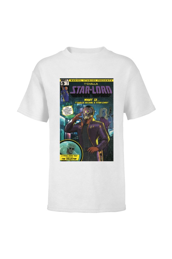 WHAT IF…? T’Challa became A Star-Lord Comic Cover Standard - Short Sleeve T-Shirt for Kids – Customized-White