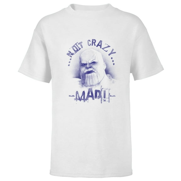 Marvel WHAT IF…? Thanos Not Crazy Mad Standard - Short Sleeve T-Shirt for Kids – Customized-White