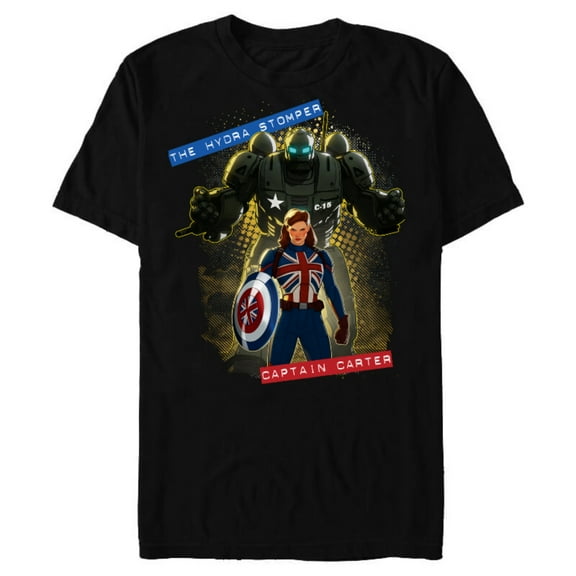 Marvel WHAT IF…? The Hydra Stomper and Captain Carter - Short Sleeve Blended T-Shirt for Adults – Customized-Black