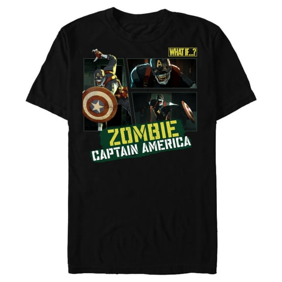 Marvel WHAT IF…? Zombie Captain America Panel Standard - Short Sleeve Blended T-Shirt for Adults – Customized-Black
