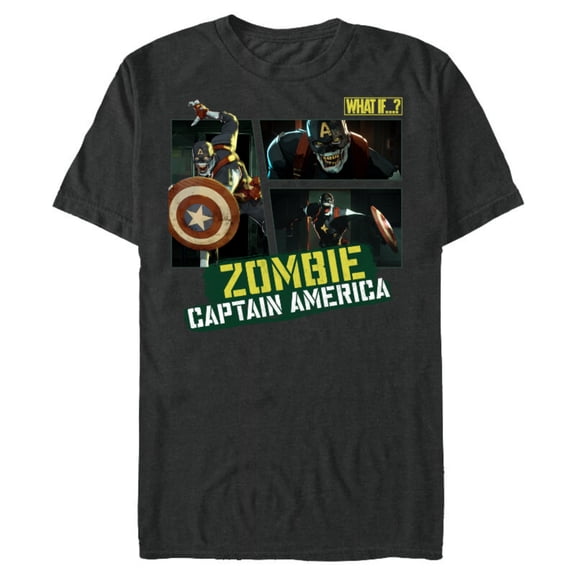 Marvel WHAT IF…? Zombie Captain America Panel Standard - Short Sleeve Blended T-Shirt for Adults – Customized-Dark Heather