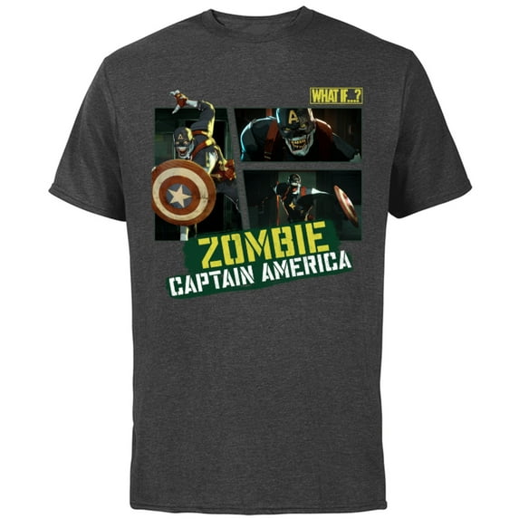 Marvel WHAT IF…? Zombie Captain America Panel Standard - Short Sleeve Cotton T-Shirt for Adults - Customized-Charcoal
