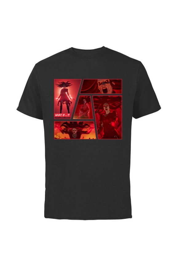 WHAT IF…? Zombie Wanda Maximoff Panel Standard - Short Sleeve Cotton T-Shirt for Adults - Customized-Black