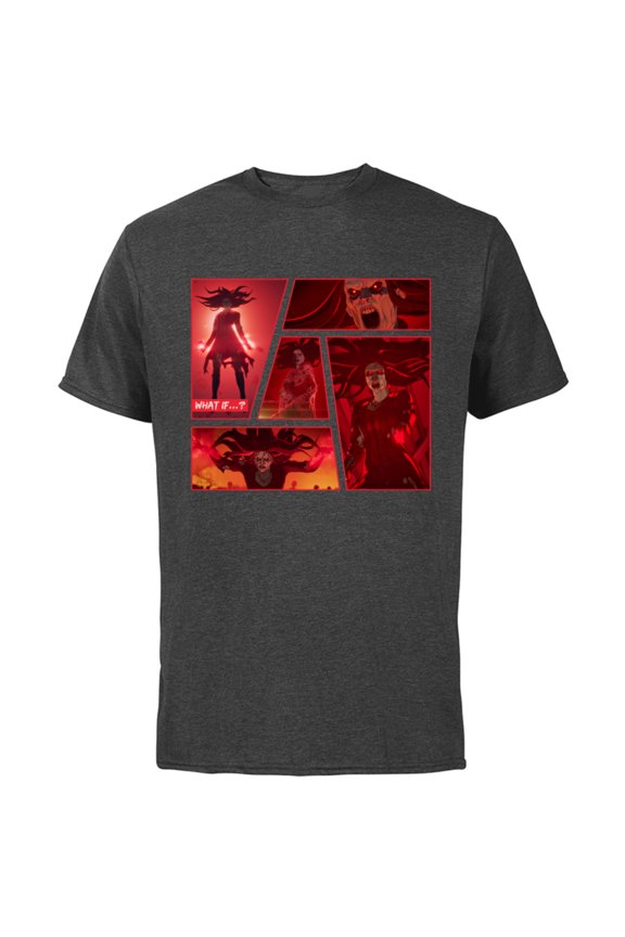 WHAT IF…? Zombie Wanda Maximoff Panel Standard - Short Sleeve Cotton T-Shirt for Adults - Customized-Charcoal