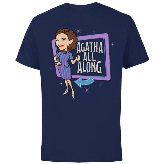 Marvel WandaVision Agatha All Along Retro - Short Sleeve Cotton T-Shirt for Adults - Customized-Navy