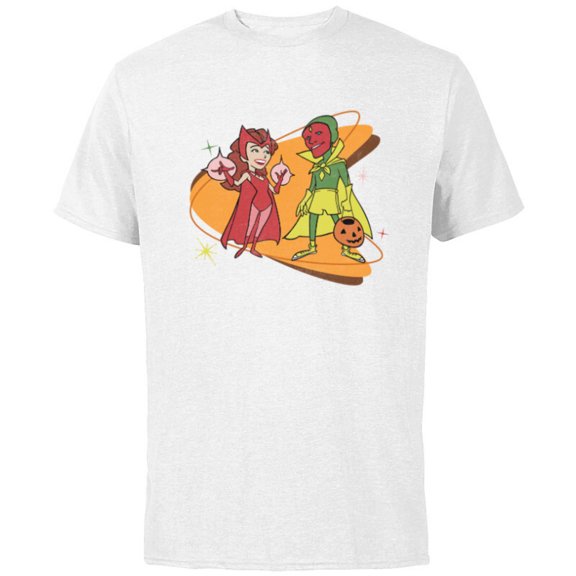 Marvel WandaVision Scarlet Witch & Vision Retro 50s Standard - Short Sleeve Cotton T-Shirt for Adults - Customized-White