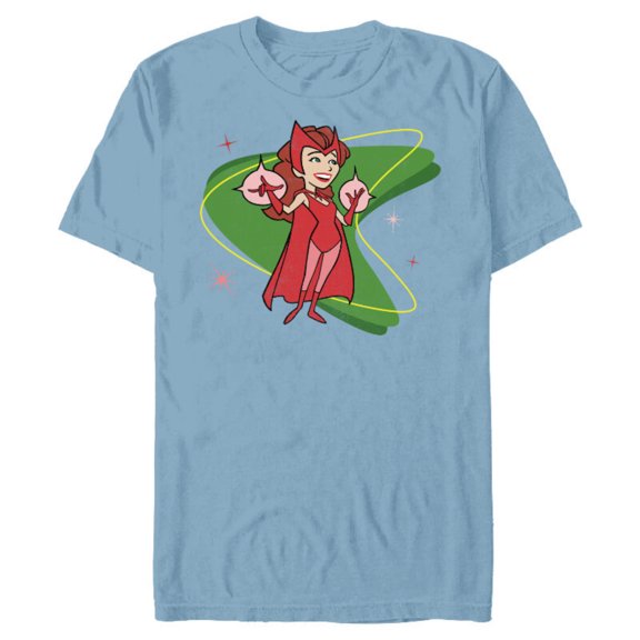 Marvel WandaVision Wanda Scarlett Witch 50s Retro - Short Sleeve Blended T-Shirt for Adults - Customized-Ocean Blue