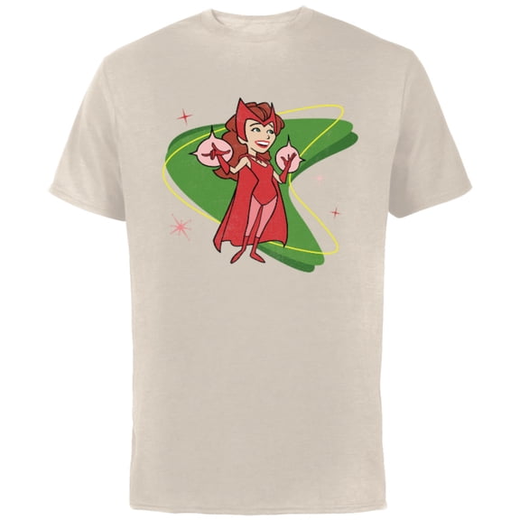 Marvel WandaVision Wanda Scarlett Witch 50s Retro - Short Sleeve Cotton T-Shirt for Adults - Customized-Natural