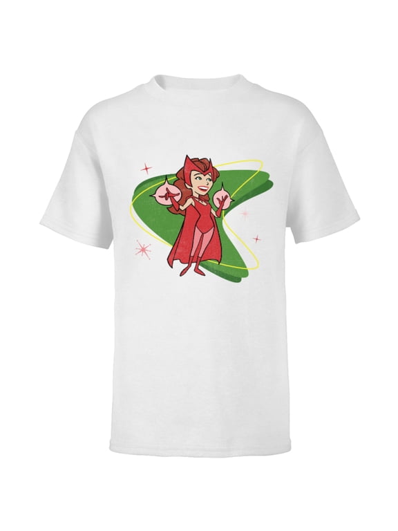 WandaVision Wanda Scarlett Witch 50s Retro - Short Sleeve T-Shirt for Kids - Customized-White