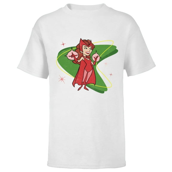 Marvel WandaVision Wanda Scarlett Witch 50s Retro - Short Sleeve T-Shirt for Kids - Customized-White