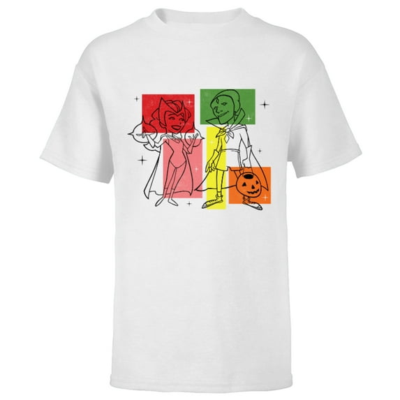 Marvel WandaVision Wanda & Vision 50s Standard - Short Sleeve T-Shirt for Kids - Customized-White