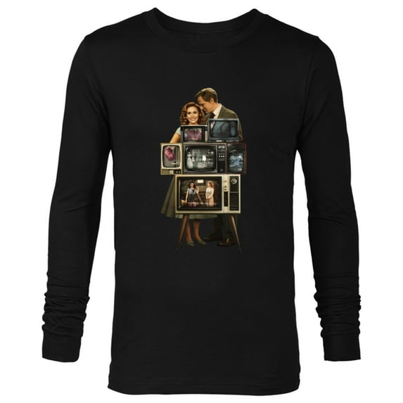 Marvel WandaVision Wanda & Vision Behind the TV Screens - Long Sleeve T-Shirt for Men - Customized-Black