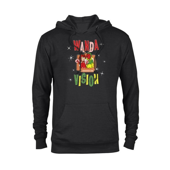 Marvel WandaVision Wanda & Vision Retro TV Artwork - Pullover Hoodie for Adults - Customized-Black