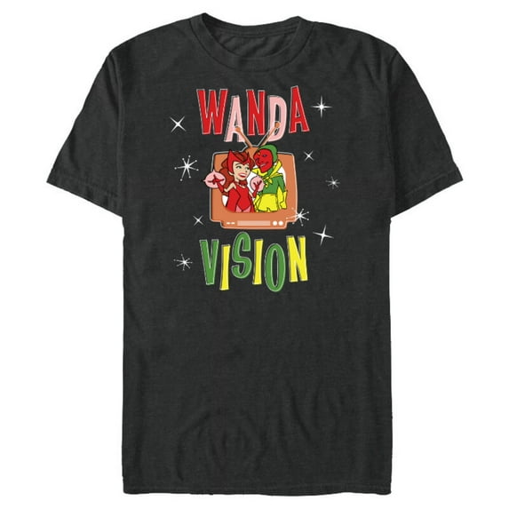 Marvel WandaVision Wanda & Vision Retro TV Artwork - Short Sleeve Blended T-Shirt for Adults - Customized-Dark Heather