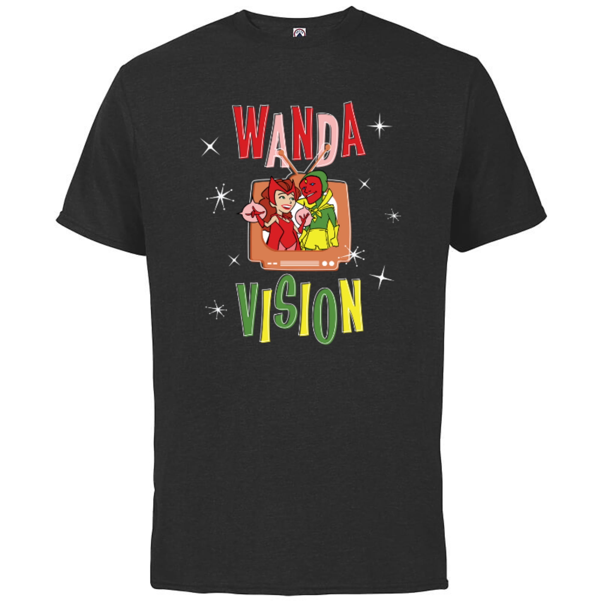 Marvel WandaVision Wanda & Vision Retro TV Artwork - Short Sleeve Cotton  T-Shirt for Adults - Customized-Black