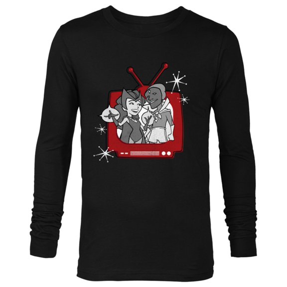 Marvel WandaVision Wanda & Vision Retro TV - Long Sleeve T-Shirt for Men - Customized-Black