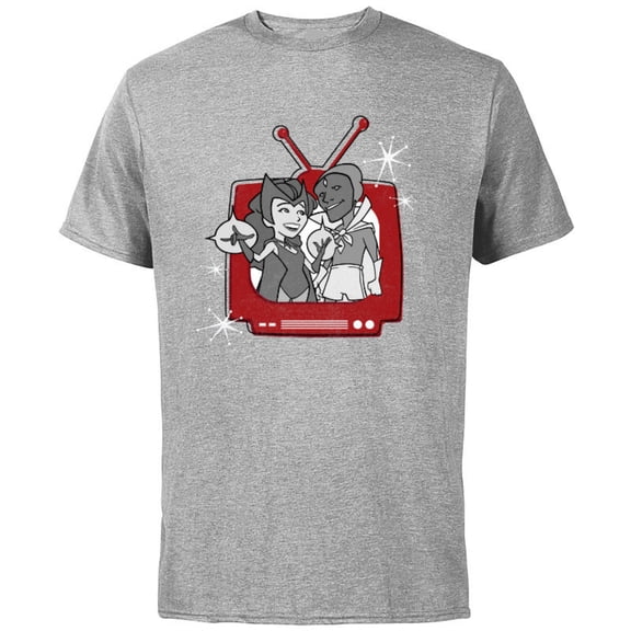 Marvel WandaVision Wanda & Vision Retro TV - Short Sleeve Cotton T-Shirt for Adults - Customized-Athletic Heather