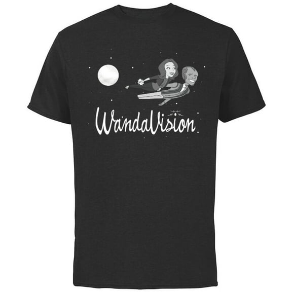 Marvel WandaVision Wanda and Vision 60s Moonlight Flight - Short Sleeve Cotton T-Shirt for Adults - Customized-Black
