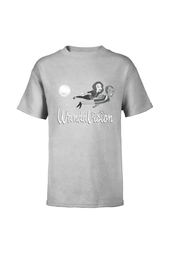 WandaVision Wanda and Vision 60s Moonlight Flight - Short Sleeve T-Shirt for Kids – Customized-Athletic Heather