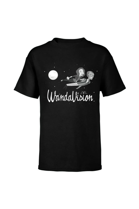 WandaVision Wanda and Vision 60s Moonlight Flight - Short Sleeve T-Shirt for Kids – Customized-Black