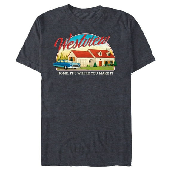 Marvel WandaVision Westview Retro Standard - Short Sleeve Blended T-Shirt for Adults - Customized-Navy Heather