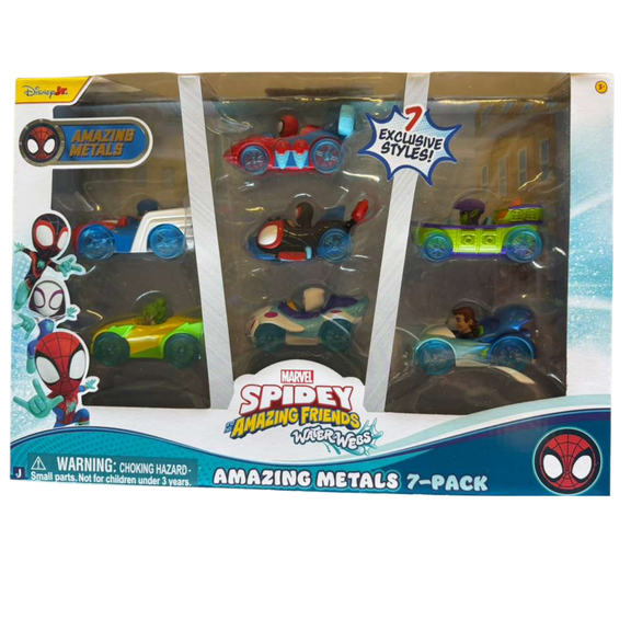 Marvel Spidey and His Amazing Friends Water-Webs Amazing Metals 7-Pack Diecast Cars by Hasbro
