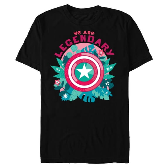 Marvel We Are Groot Captain America We Are Legendary - Short Sleeve Blended T-Shirt for Adults - Customized-Black