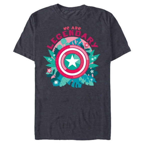 Marvel We Are Groot Captain America We Are Legendary - Short Sleeve Blended T-Shirt for Adults - Customized-Navy Heather