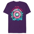 thumbnail image 1 of Marvel We Are Groot Captain America We Are Legendary - Short Sleeve Blended T-Shirt for Adults - Customized-Purple, 1 of 5