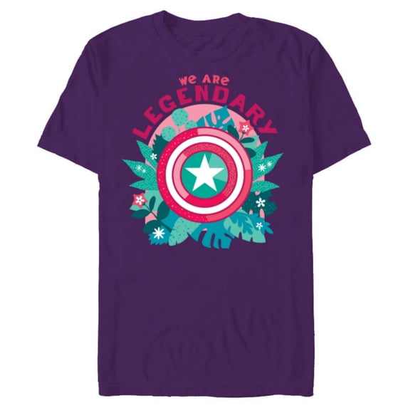 Marvel We Are Groot Captain America We Are Legendary - Short Sleeve Blended T-Shirt for Adults - Customized-Purple