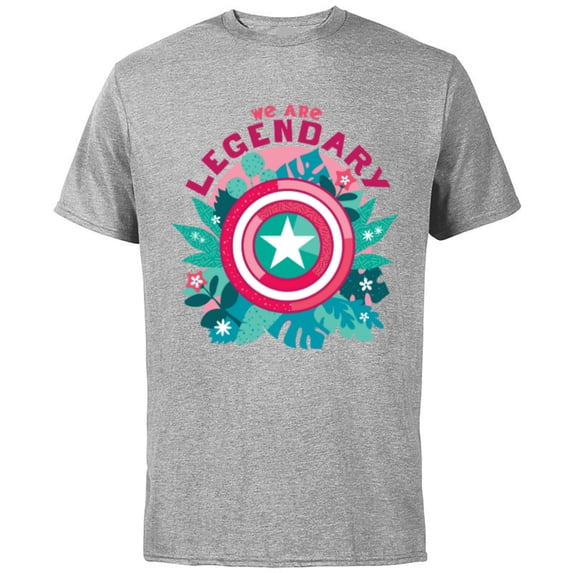 Marvel We Are Groot Captain America We Are Legendary - Short Sleeve Cotton T-Shirt for Adults - Customized-Athletic Heather