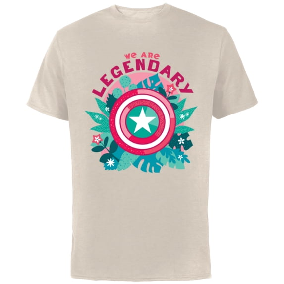Marvel We Are Groot Captain America We Are Legendary - Short Sleeve Cotton T-Shirt for Adults - Customized-Natural