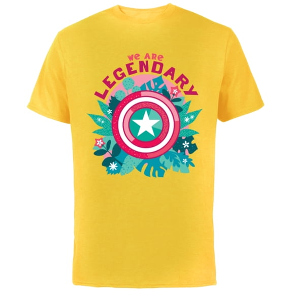 Marvel We Are Groot Captain America We Are Legendary - Short Sleeve Cotton T-Shirt for Adults - Customized-Yellow