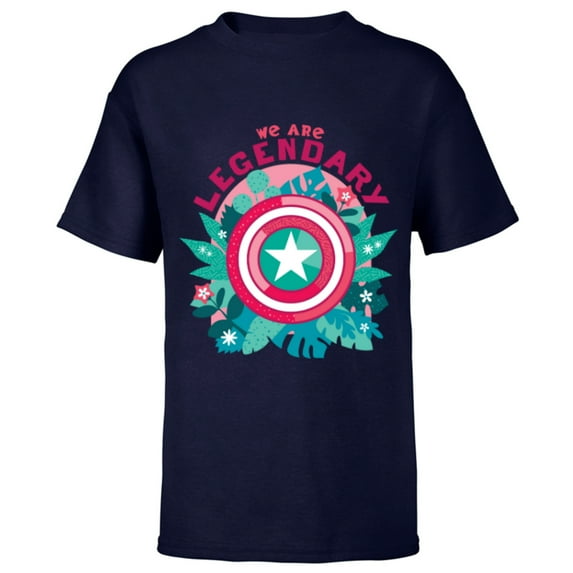 Marvel We Are Groot Captain America We Are Legendary - Short Sleeve T-Shirt for Kids - Customized-Navy