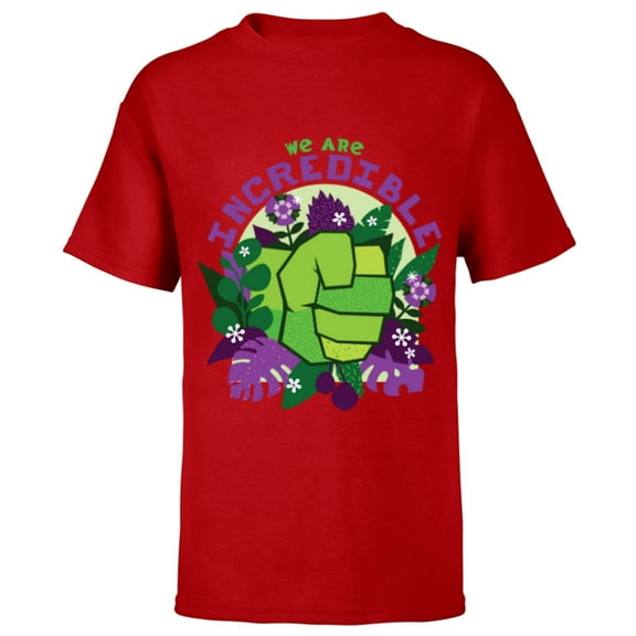 Marvel We Are Groot Hulk We Are Incredible - Short Sleeve T-Shirt for Kids - Customized-Red