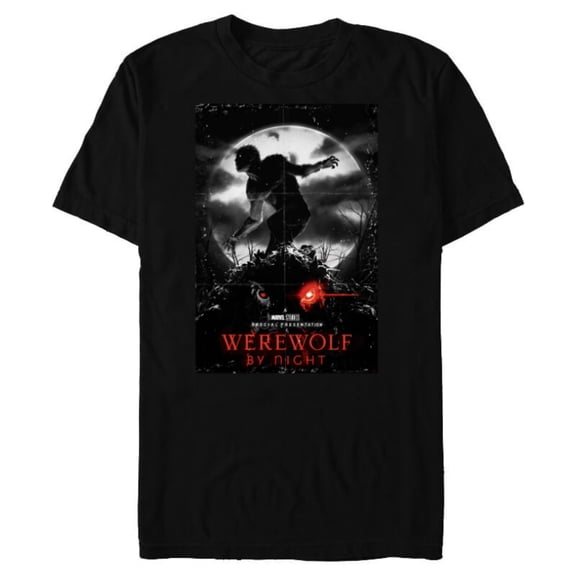 Marvel Werewolf by Night and Man-Thing Full Moon Disney+ - Short Sleeve Blended T-Shirt for Adults - Customized-Black