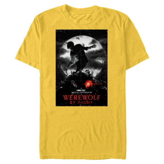 Marvel Werewolf by Night and Man-Thing Full Moon Disney+ - Short Sleeve Blended T-Shirt for Adults - Customized-Yellow