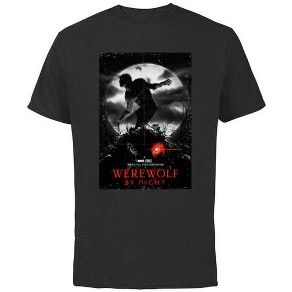 Marvel Werewolf by Night and Man-Thing Full Moon Disney+ - Short Sleeve Cotton T-Shirt for Adults - Customized-Black