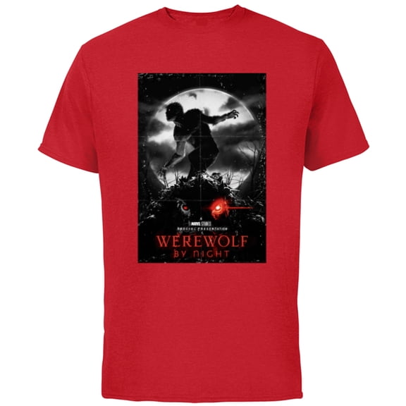Marvel Werewolf by Night and Man-Thing Full Moon Disney  - Short Sleeve Cotton T-Shirt for Adults - Customized-Red